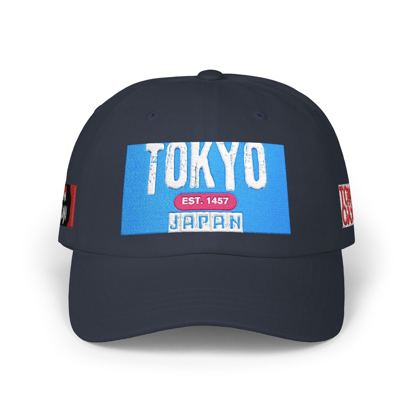 Tokyo Retro Patch Dad Cap – White Embroidered Travel Baseball Hat
