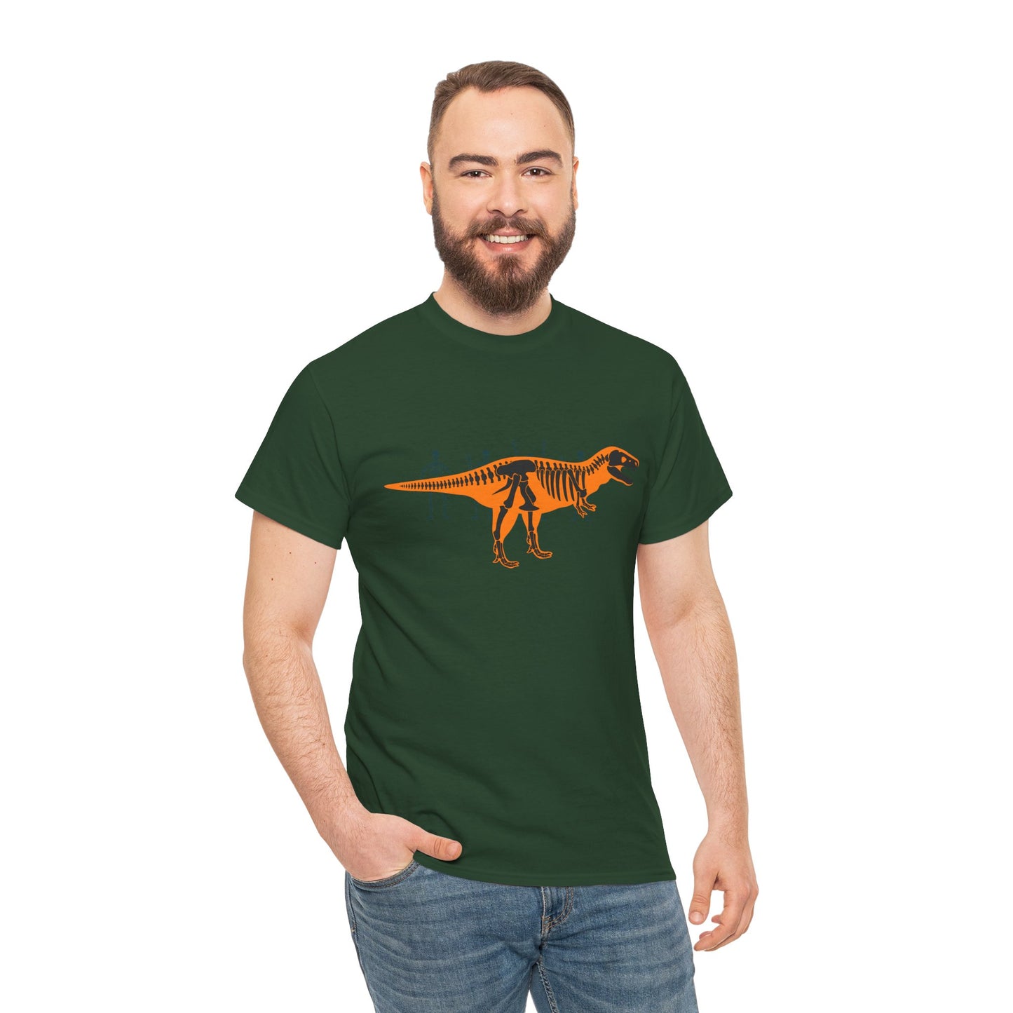 Dinosaur Graphic Tee — Retro Neon T-Rex & Skeleton Shirt