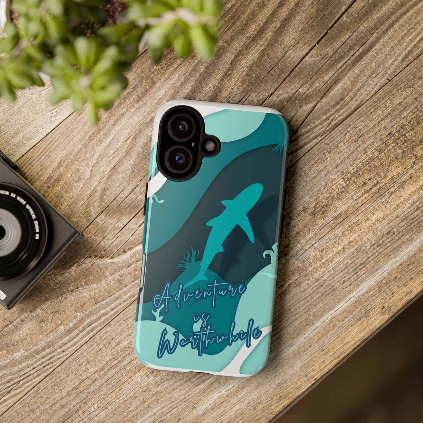 Blue Ocean Phone Case - "Adventure is Worthwhile" Teal Protective Cover