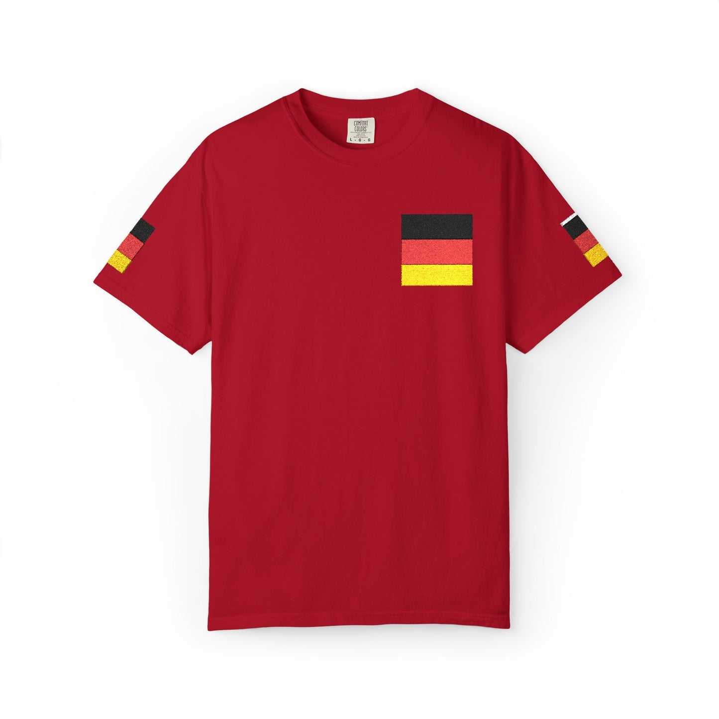 Germany Flag Pocket T-Shirt — German Pride Tee with Sleeve Flags