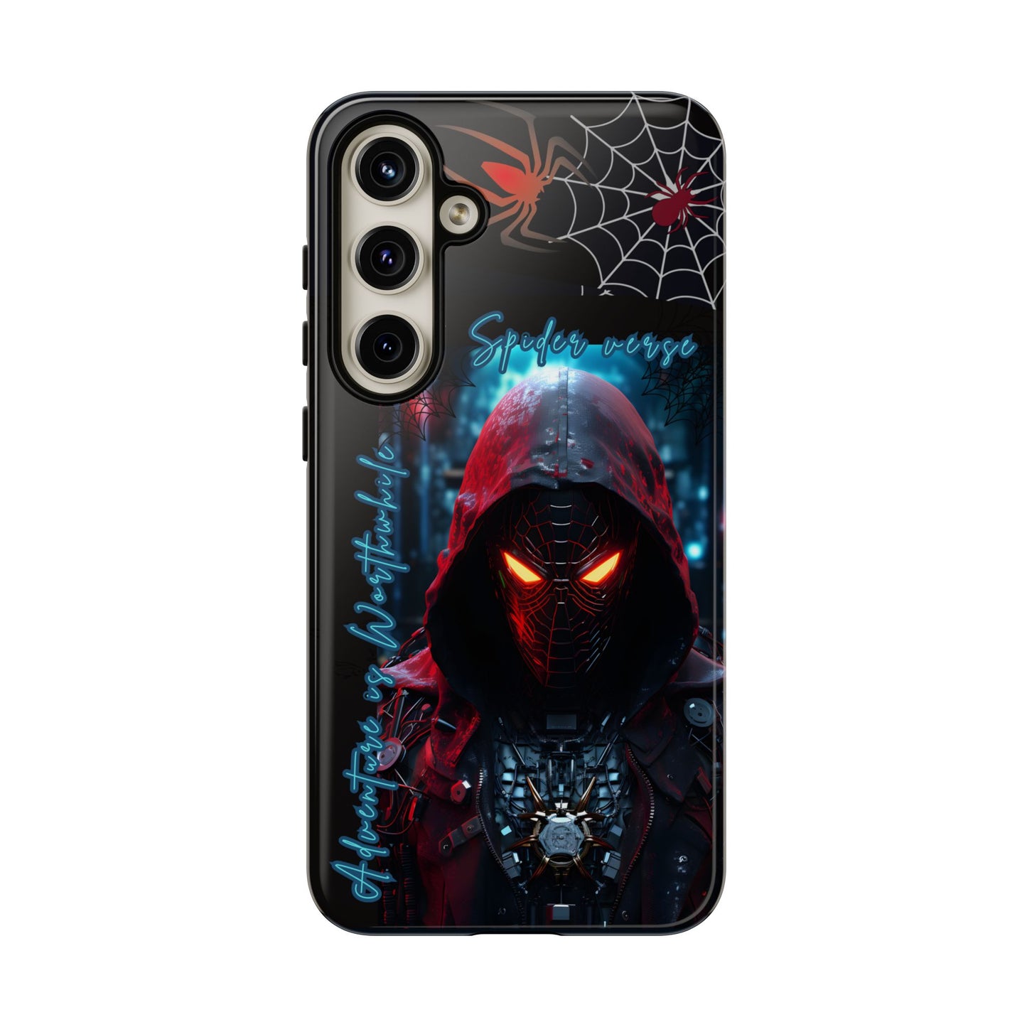 Spiderman Phone Case — Neon Hooded Skull Design "Spider verse"
