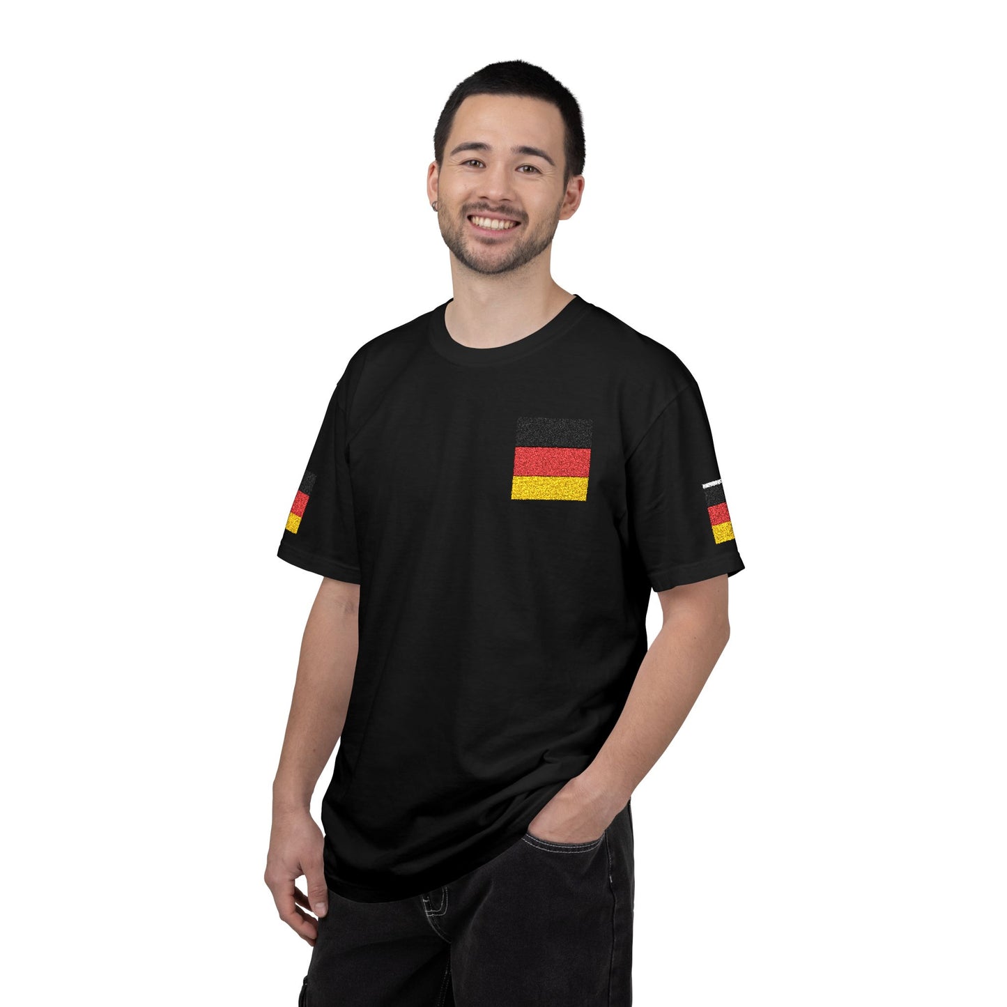 Germany Flag Pocket T-Shirt — German Pride Tee with Sleeve Flags