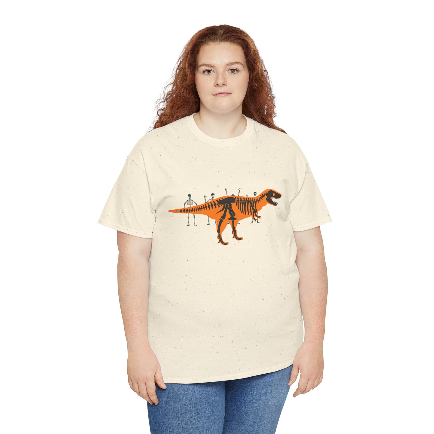 Dinosaur Graphic Tee — Retro Neon T-Rex & Skeleton Shirt