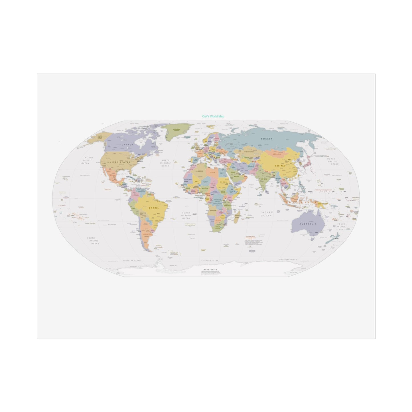 World Map Poster — Rolled Educational Map Print for Home, Office & Classroom