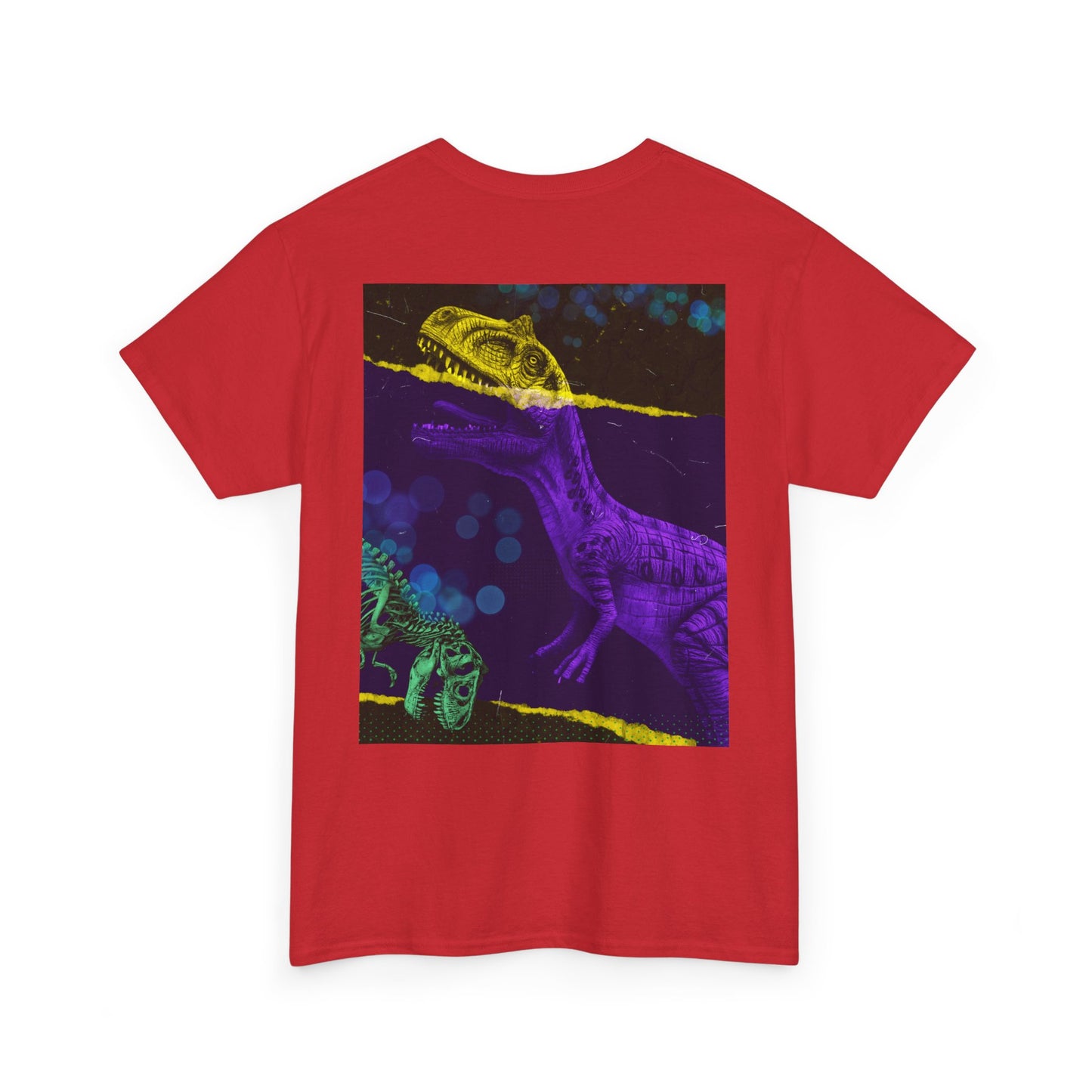Dinosaur Graphic Tee — Retro Neon T-Rex & Skeleton Shirt