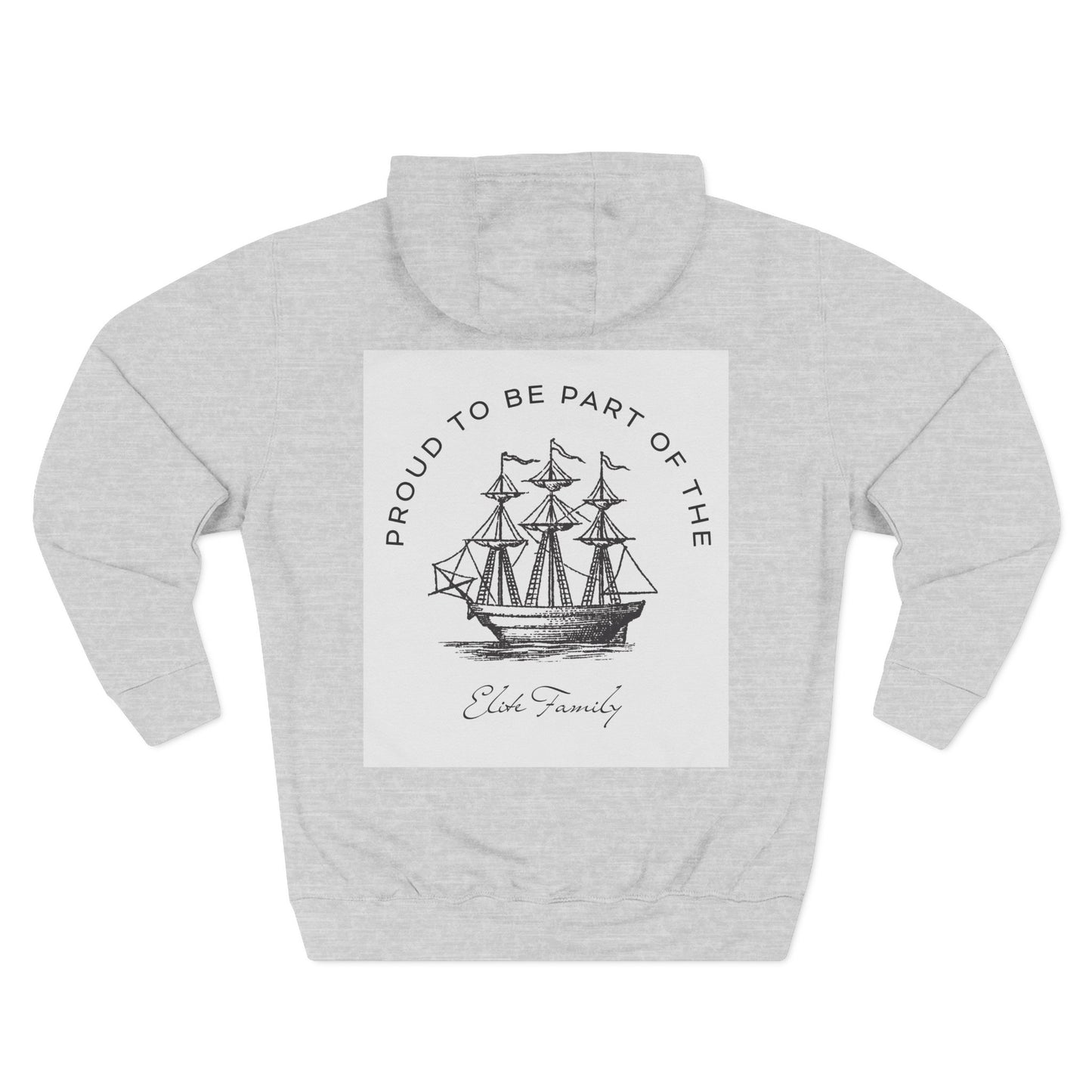 Three-Panel Fleece Hoodie — Vintage Ship Graphic & "Where Compassion Meets Action" Motivational Design