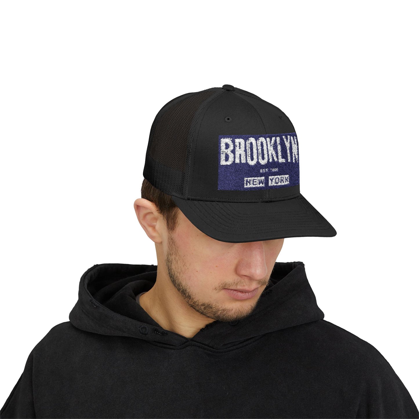 Brooklyn Trucker Cap – Vintage Sequin Patch Snapback
