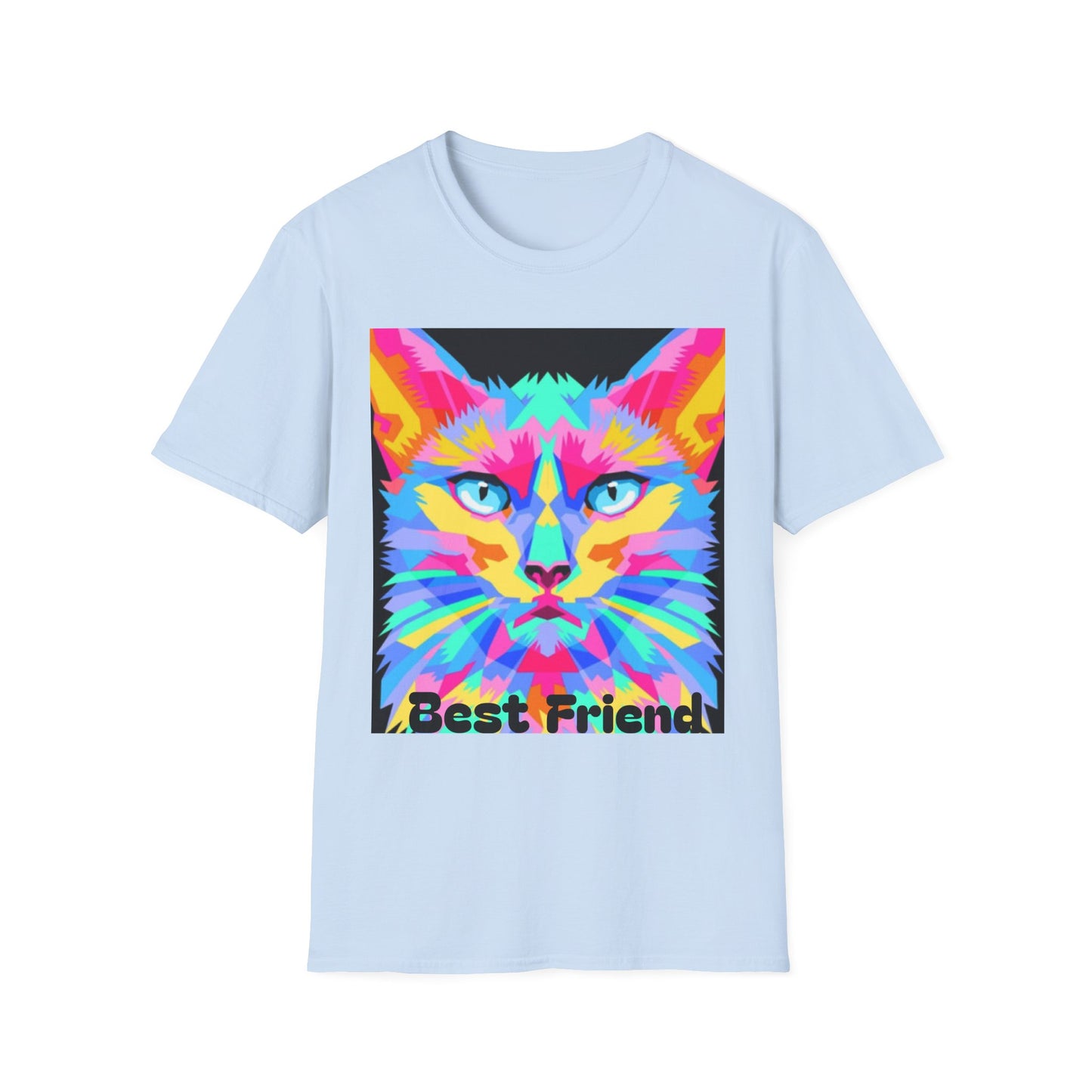 Colorful Pop Art Cat T-Shirt — "Best Friend" Graphic Tee