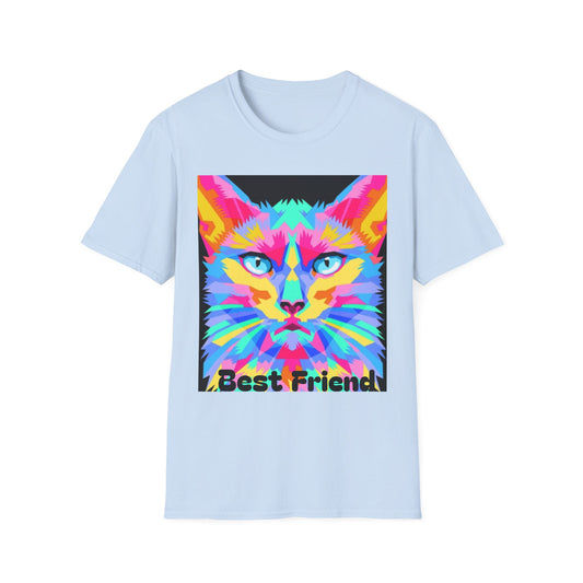 Colorful Pop Art Cat T-Shirt — "Best Friend" Graphic Tee