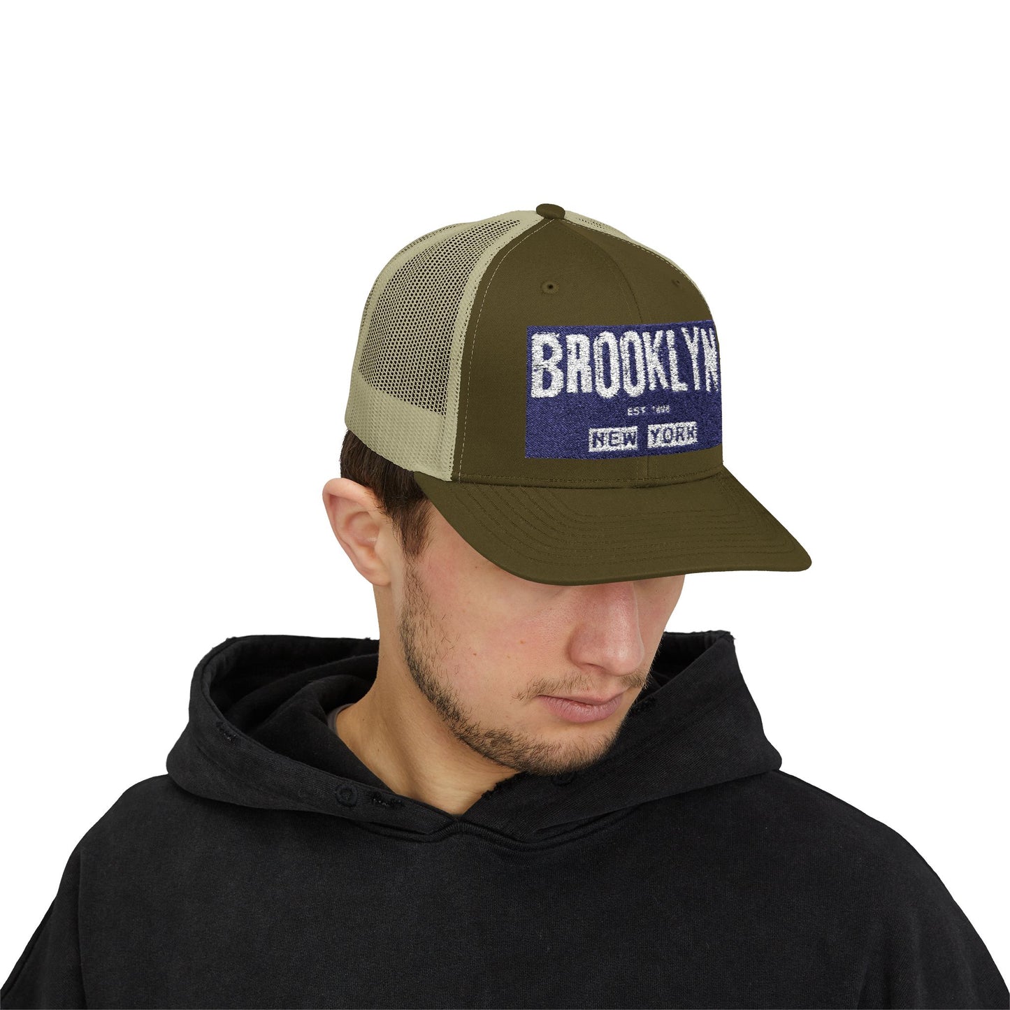Brooklyn Trucker Cap – Vintage Sequin Patch Snapback