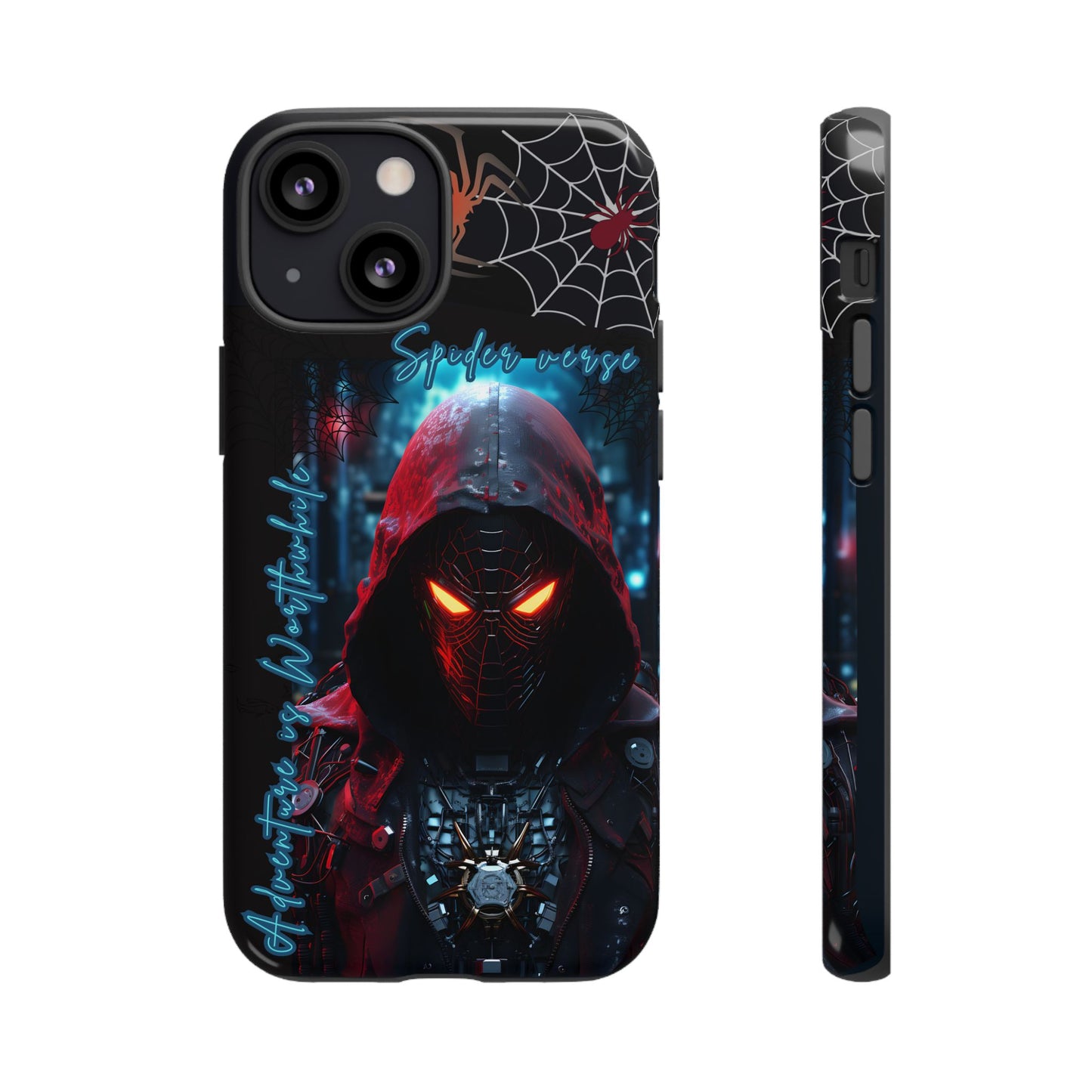 Spiderman Phone Case — Neon Hooded Skull Design "Spider verse"