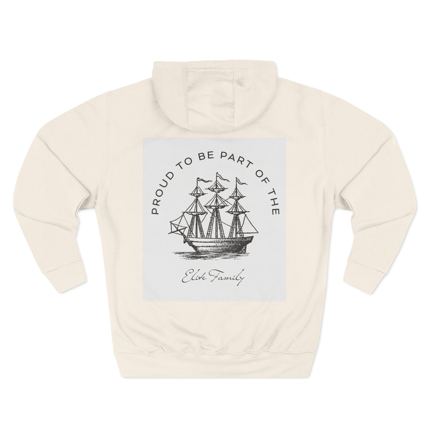 Three-Panel Fleece Hoodie — Vintage Ship Graphic & "Where Compassion Meets Action" Motivational Design