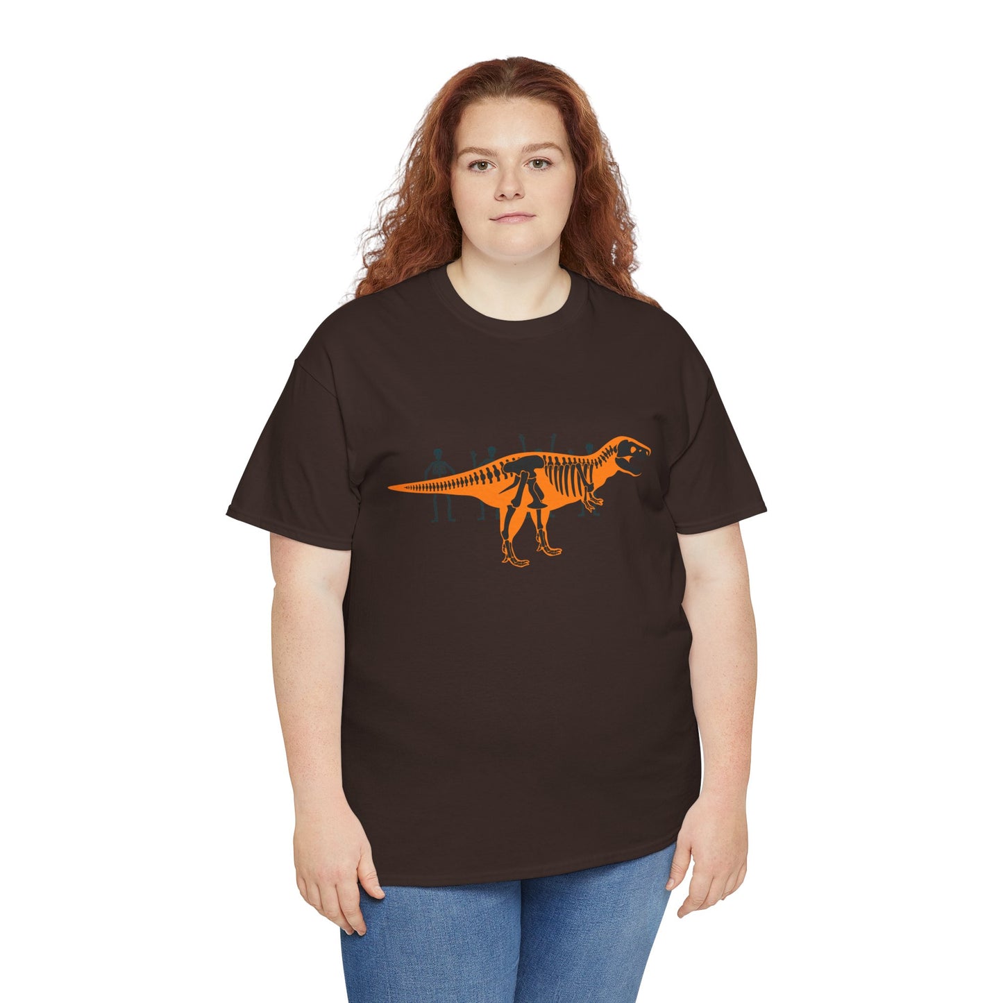 Dinosaur Graphic Tee — Retro Neon T-Rex & Skeleton Shirt