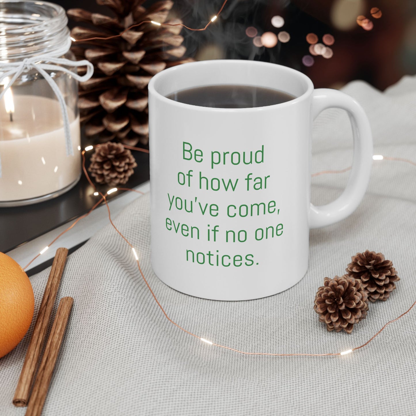 Motivational Quote Ceramic Mug — "Being the Best Version of You" Cutom text