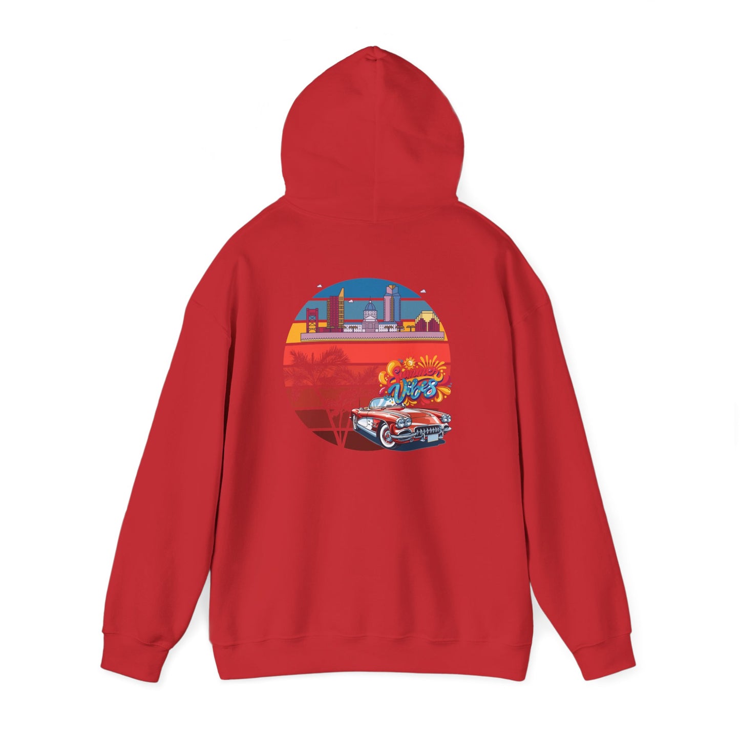 Los Angeles Retro Surf Hoodie — Vintage Sunset Car & Palm Tree Sweatshirt