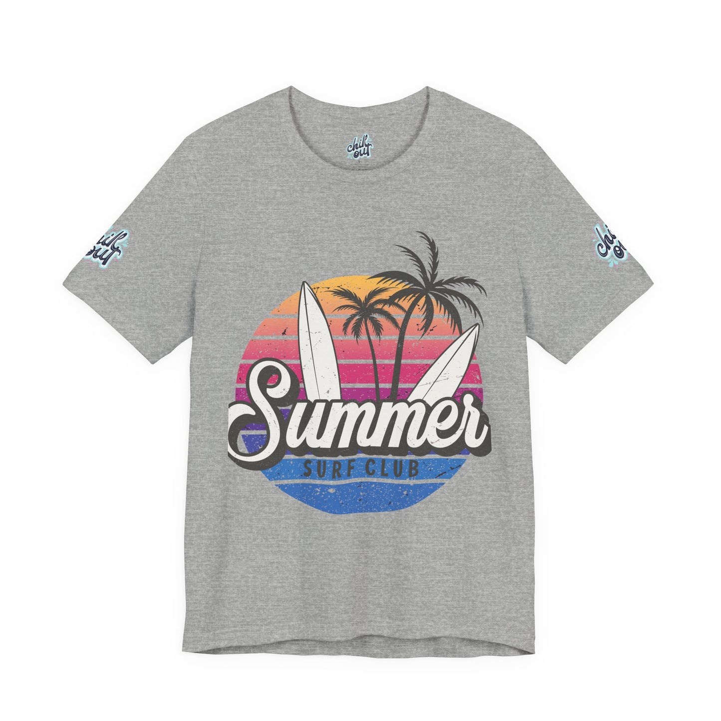 Summer Surf Tee – “Here Comes The Sun” Vintage Surfboard & Palm Graphic T-Shirt