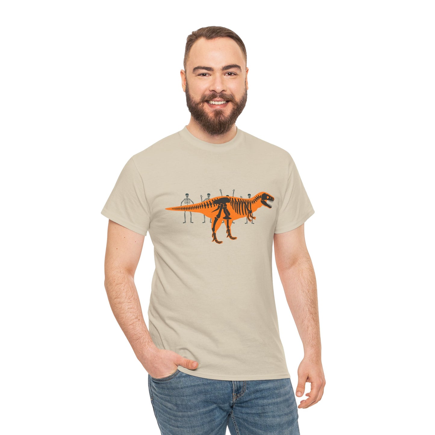Dinosaur Graphic Tee — Retro Neon T-Rex & Skeleton Shirt