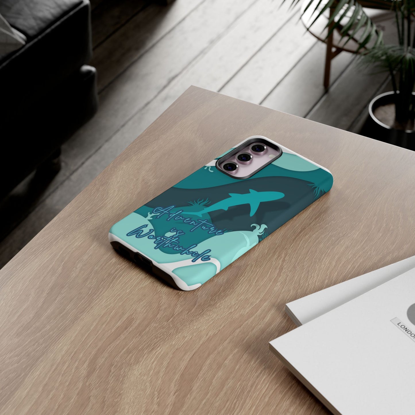 Blue Ocean Phone Case - "Adventure is Worthwhile" Teal Protective Cover