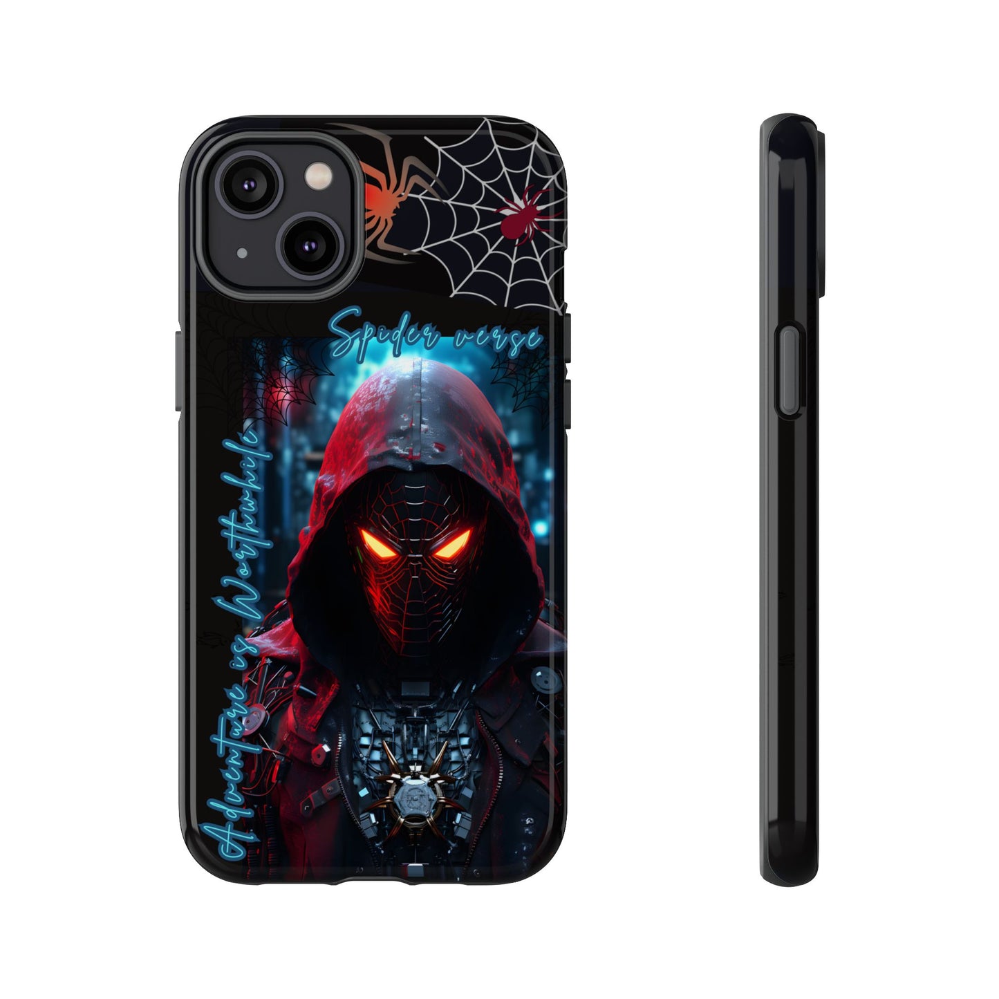 Spiderman Phone Case — Neon Hooded Skull Design "Spider verse"
