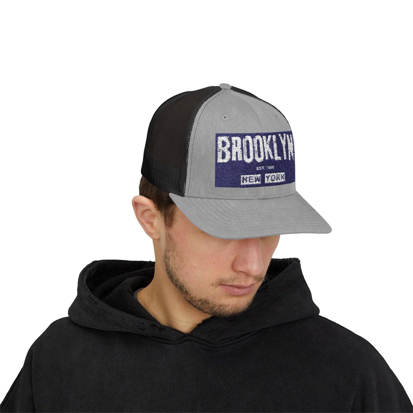 Brooklyn Trucker Cap – Vintage Sequin Patch Snapback