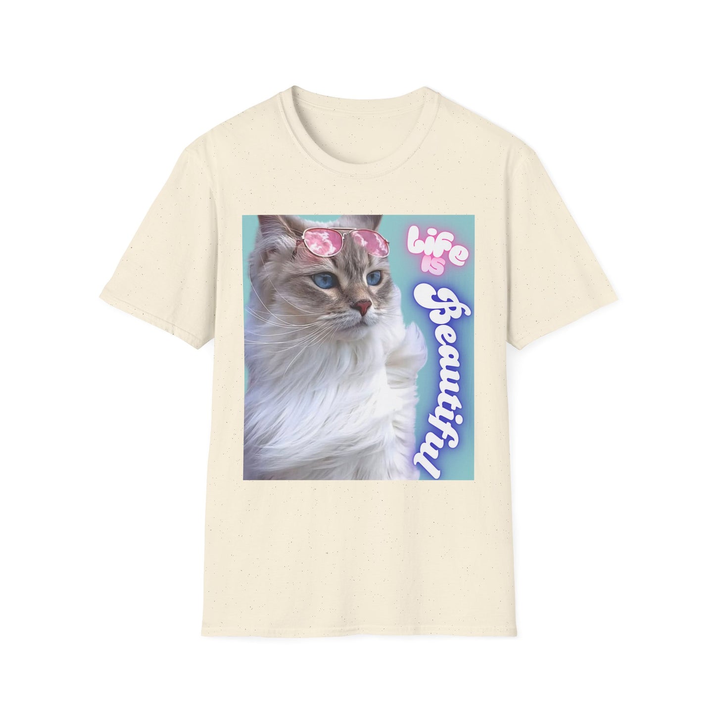 Life Is Beautiful Cat T-Shirt — Inspirational Cat Graphic Tee