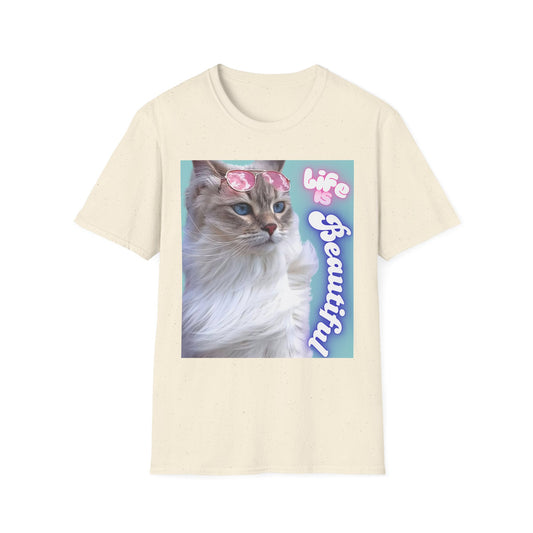 Life Is Beautiful Cat T-Shirt — Inspirational Cat Graphic Tee
