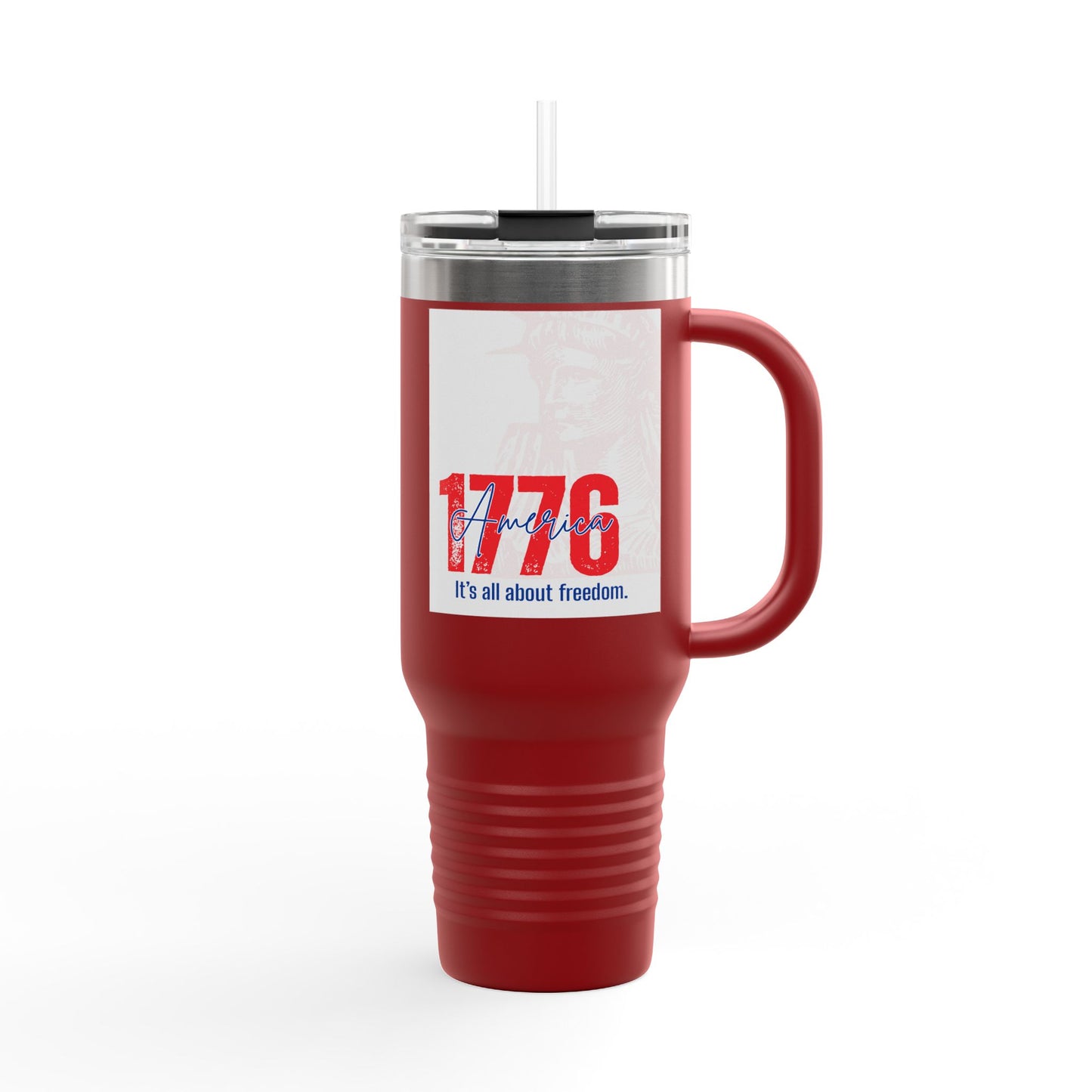 40oz Insulated Travel Mug — American Flag Patriotic Stainless Steel Tumbler