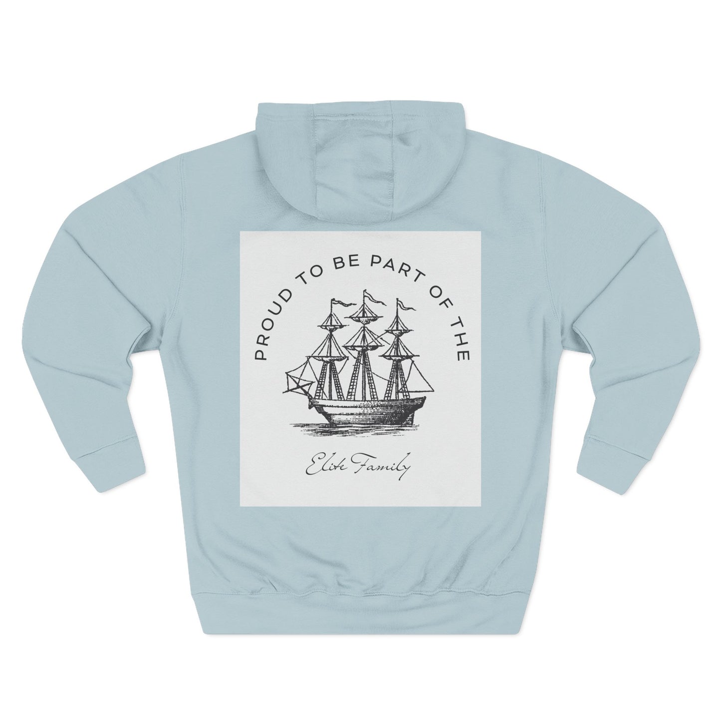 Three-Panel Fleece Hoodie — Vintage Ship Graphic & "Where Compassion Meets Action" Motivational Design