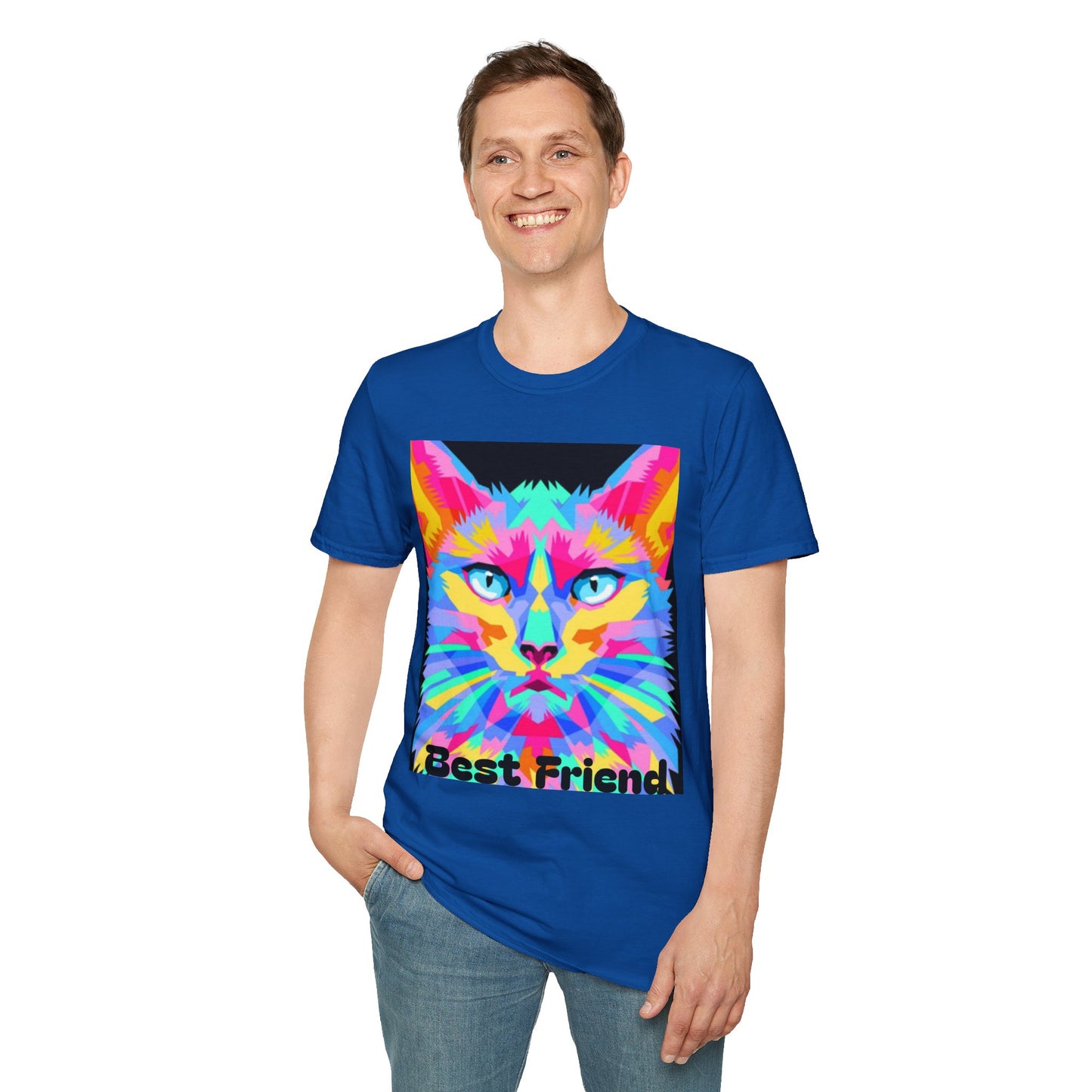 Colorful Pop Art Cat T-Shirt — "Best Friend" Graphic Tee