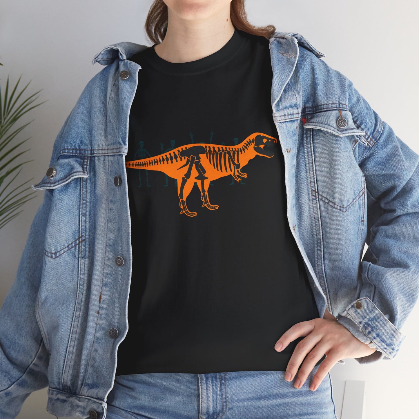 Dinosaur Graphic Tee — Retro Neon T-Rex & Skeleton Shirt