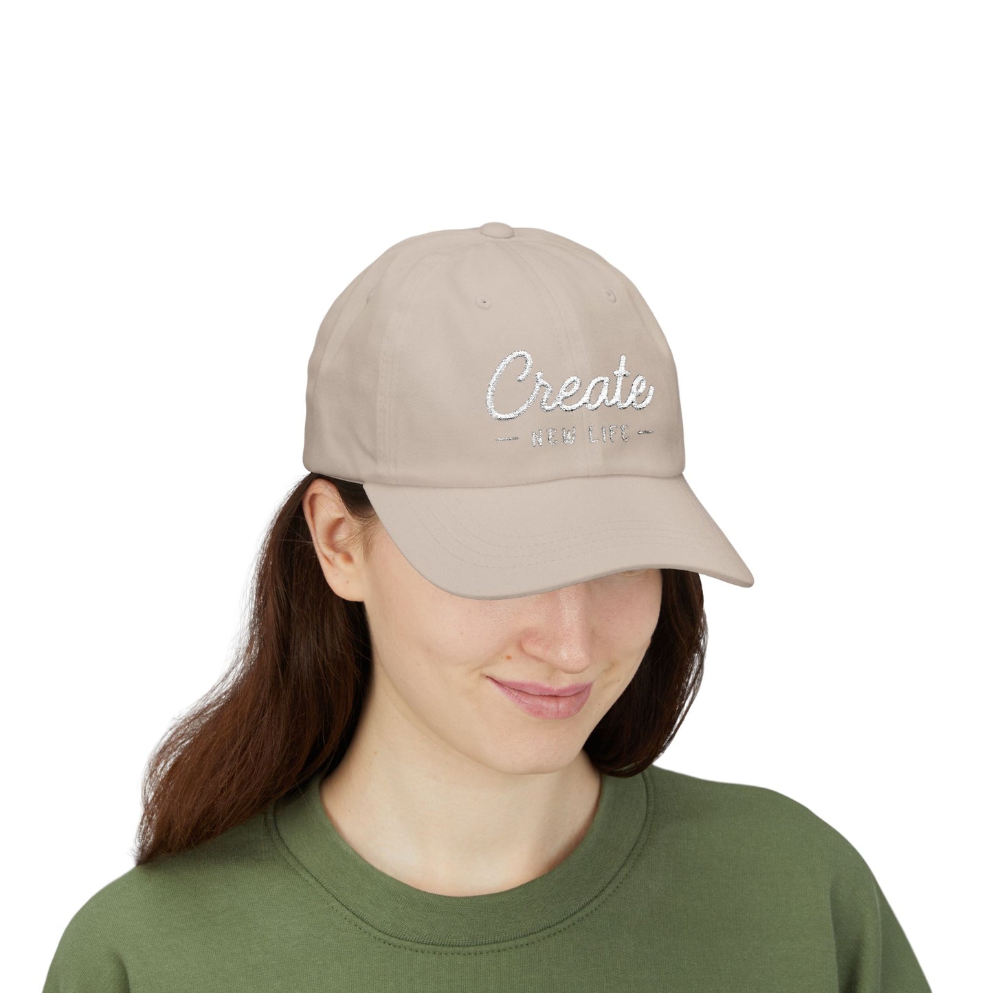 Create New Life — Embroidered White Baseball Cap for Regular Use