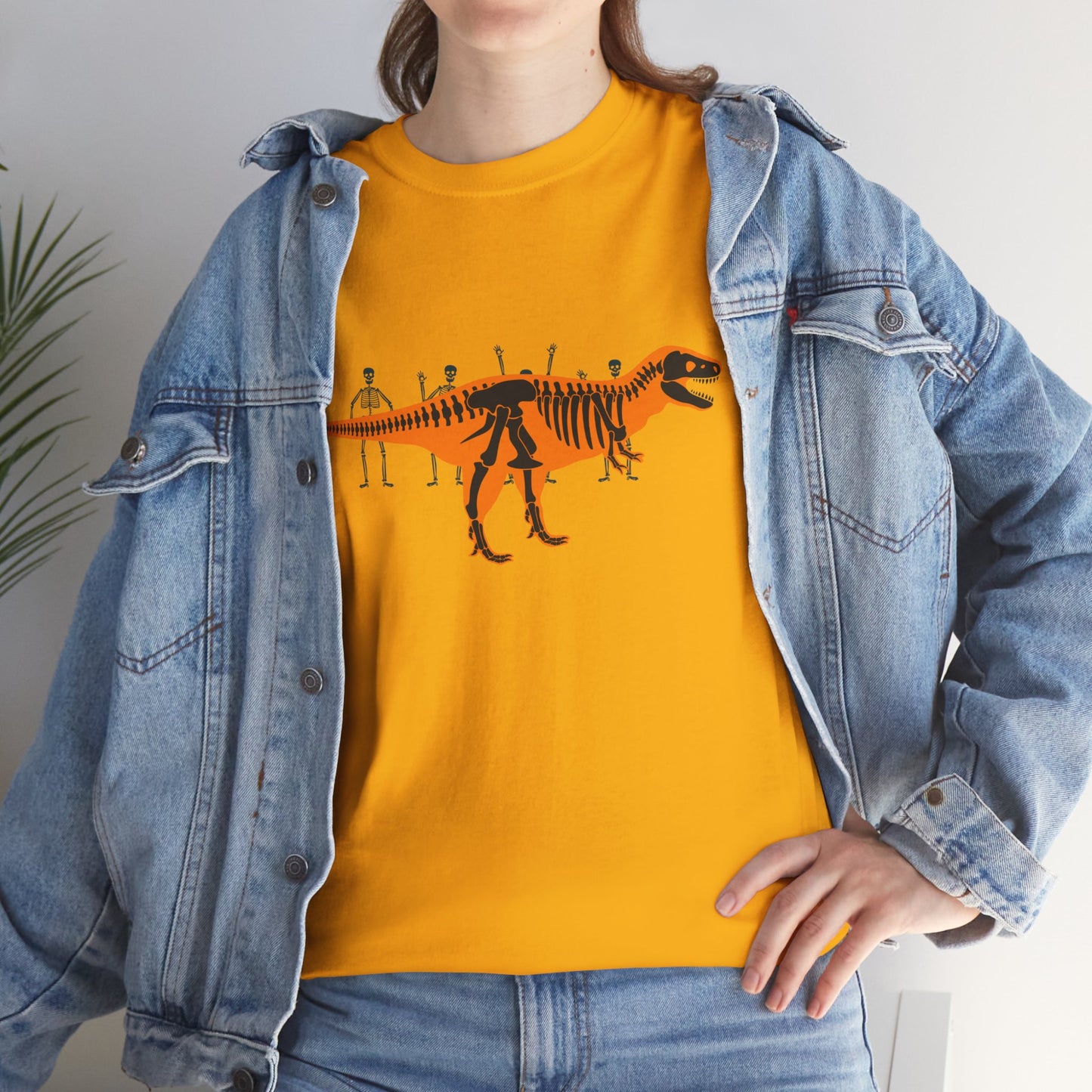 Dinosaur Graphic Tee — Retro Neon T-Rex & Skeleton Shirt