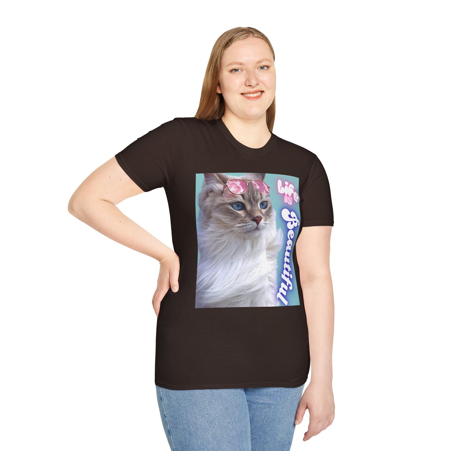 Life Is Beautiful Cat T-Shirt — Inspirational Cat Graphic Tee