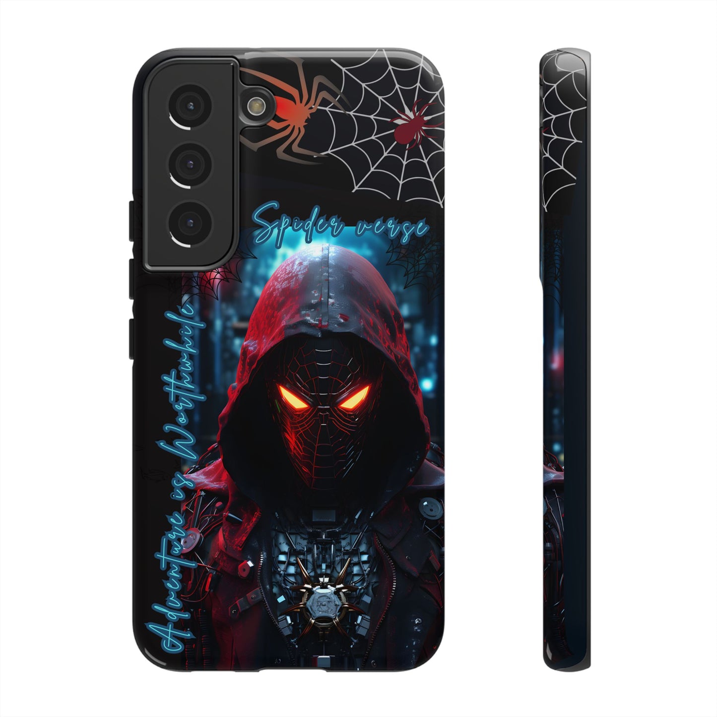 Spiderman Phone Case — Neon Hooded Skull Design "Spider verse"