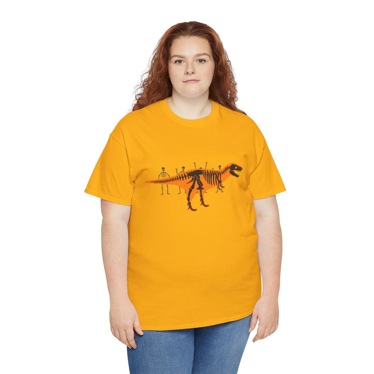 Dinosaur Graphic Tee — Retro Neon T-Rex & Skeleton Shirt