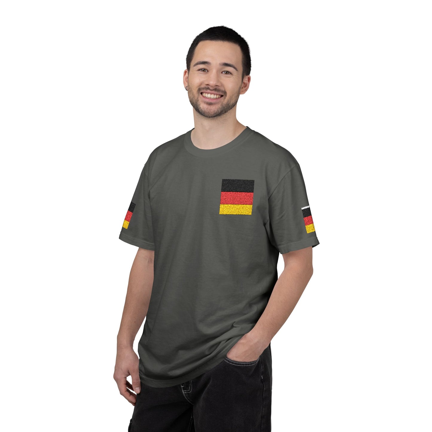 Germany Flag Pocket T-Shirt — German Pride Tee with Sleeve Flags