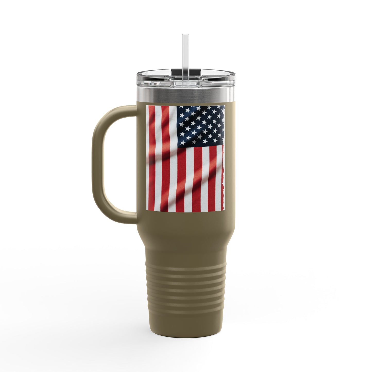 40oz Insulated Travel Mug — American Flag Patriotic Stainless Steel Tumbler