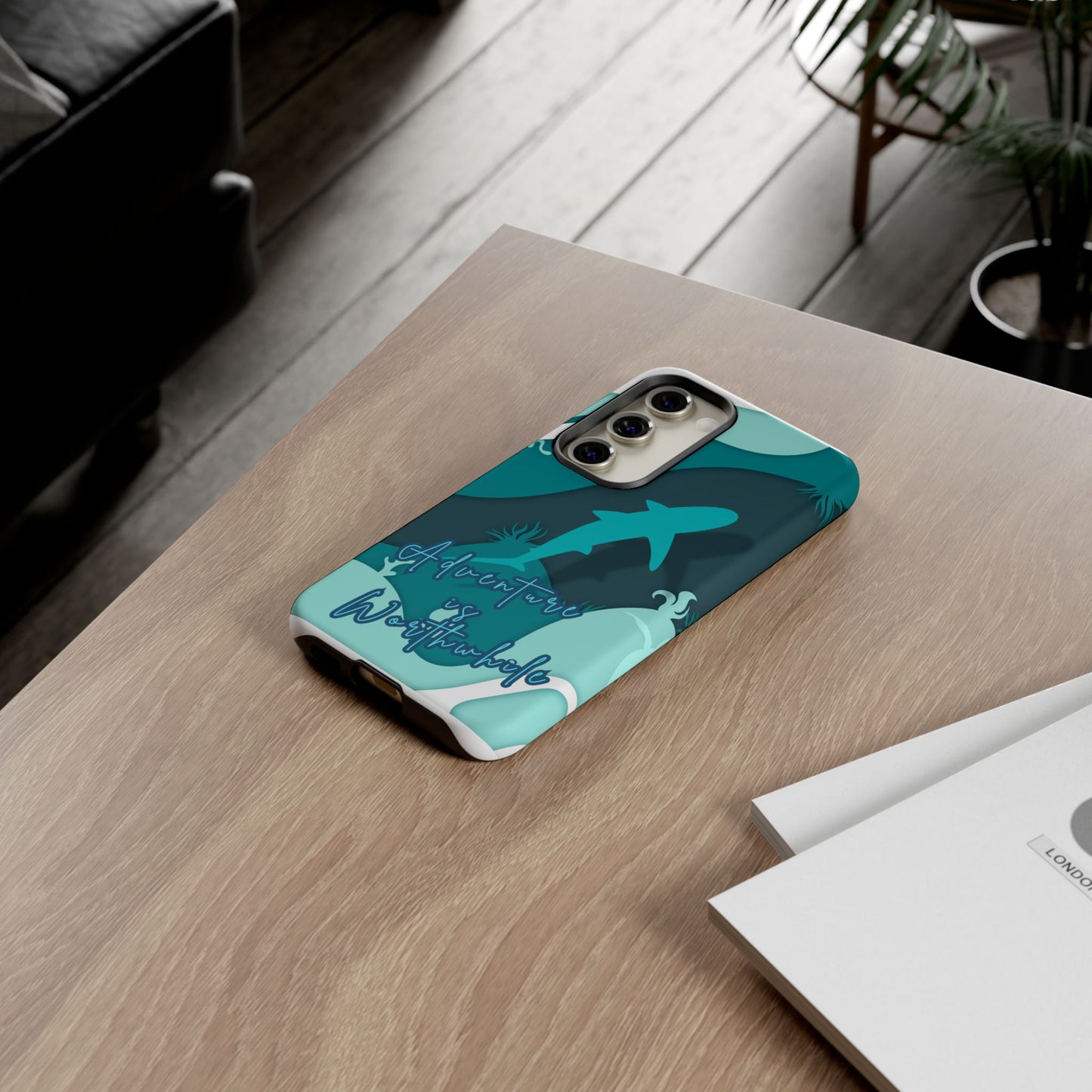 Blue Ocean Phone Case - "Adventure is Worthwhile" Teal Protective Cover