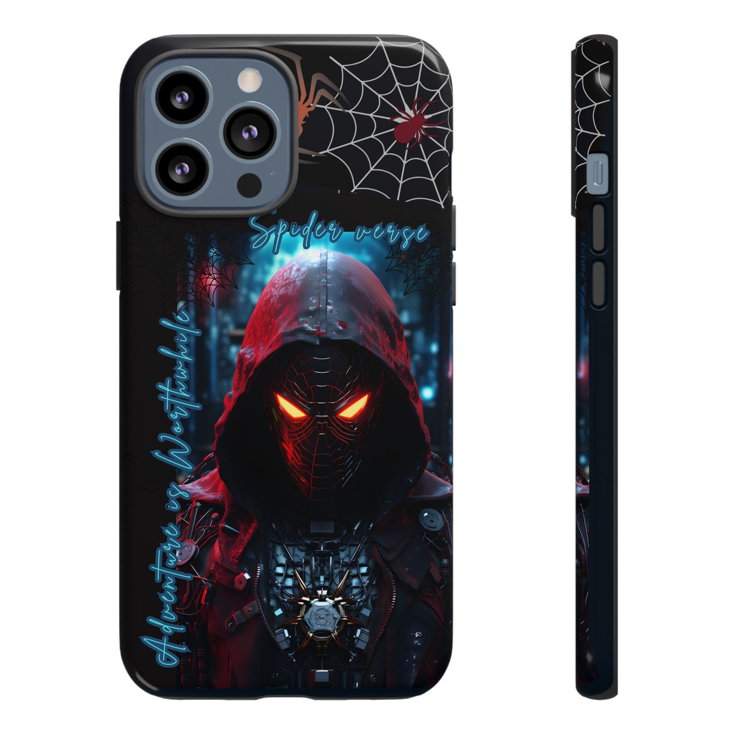 Spiderman Phone Case — Neon Hooded Skull Design "Spider verse"