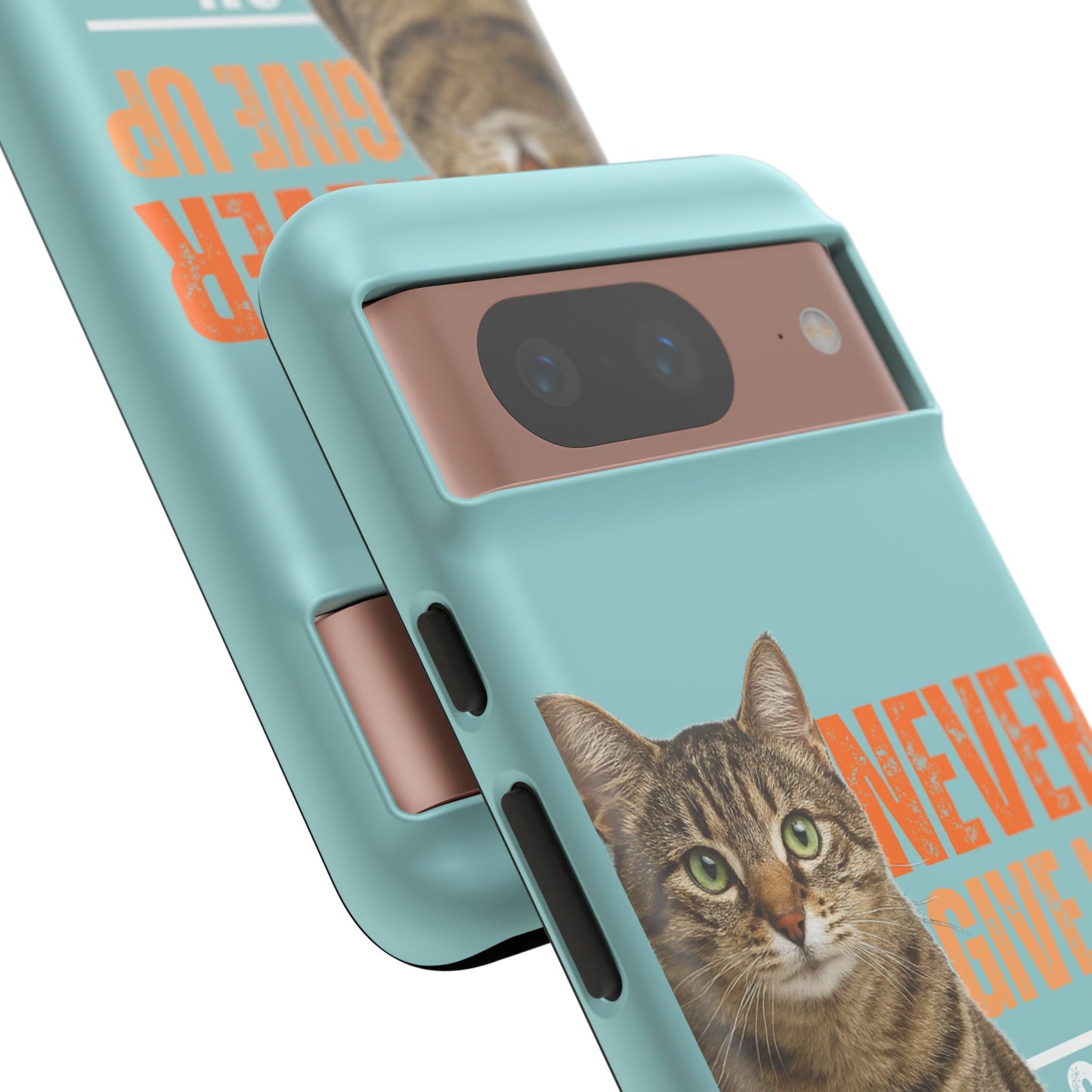 Cat Phone Case — "Never Give Up On Me" Inspirational Protective Case