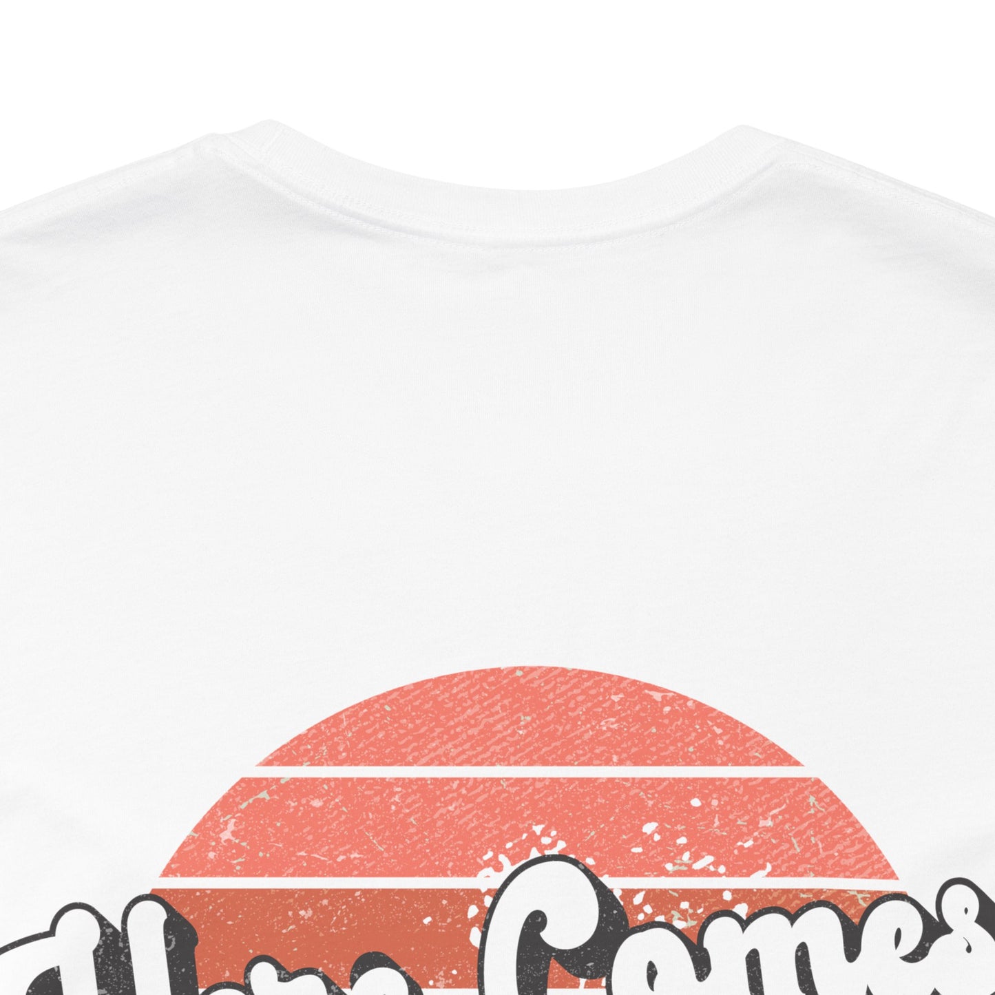 Summer Surf Tee – “Here Comes The Sun” Vintage Surfboard & Palm Graphic T-Shirt