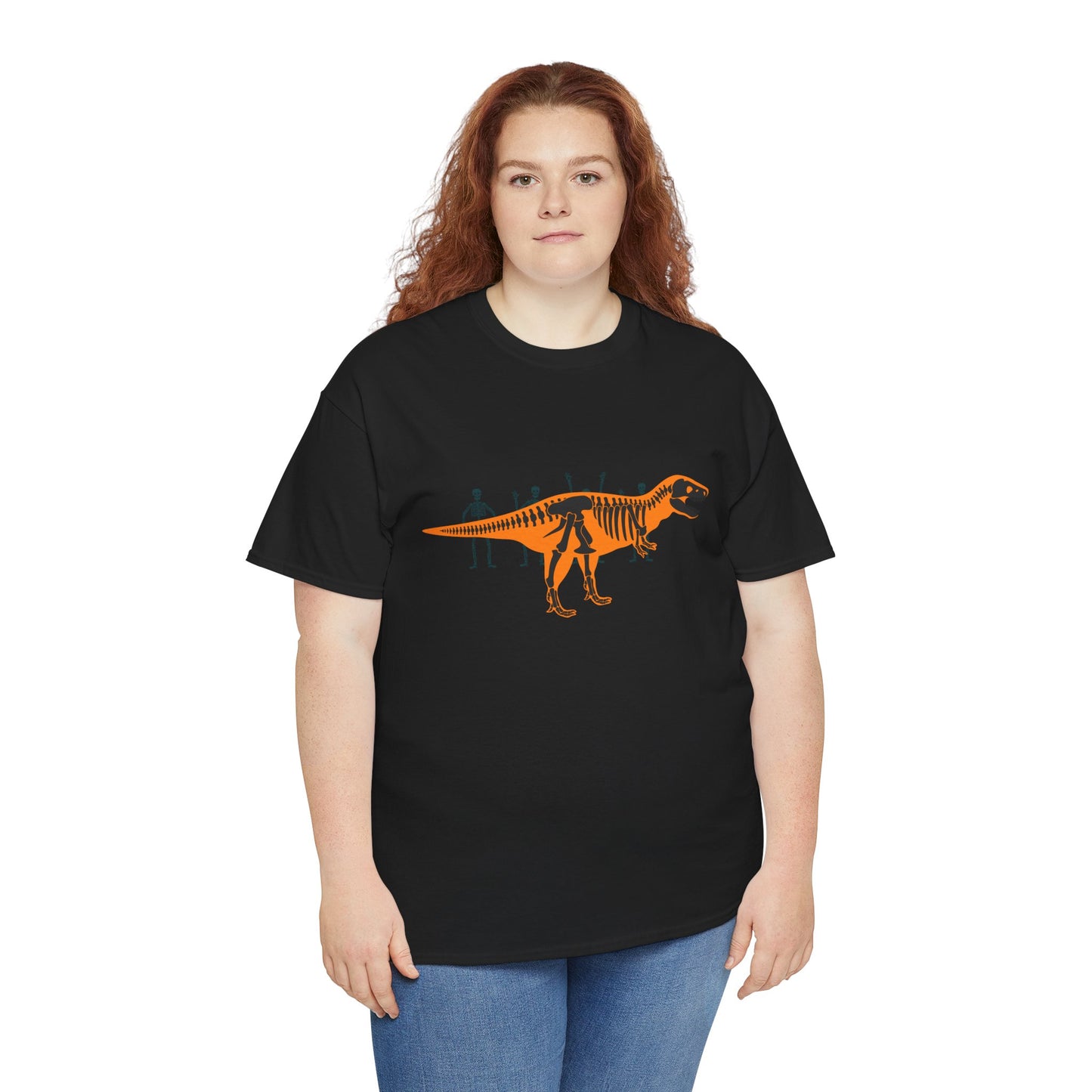 Dinosaur Graphic Tee — Retro Neon T-Rex & Skeleton Shirt
