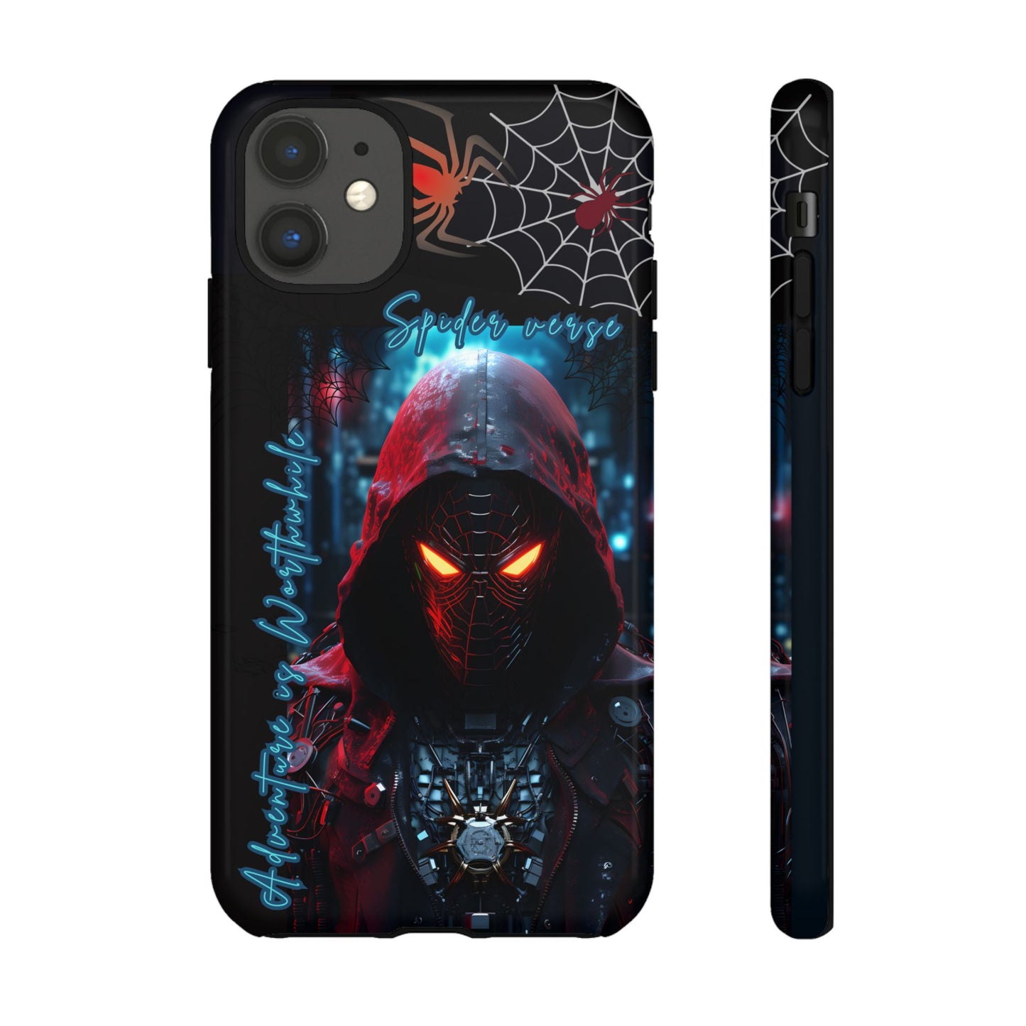 Spiderman Phone Case — Neon Hooded Skull Design "Spider verse"
