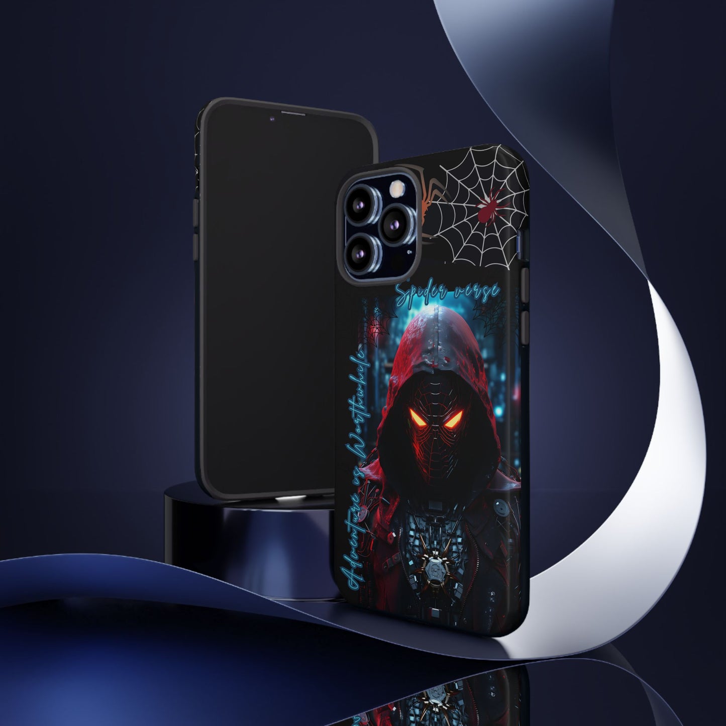 Spiderman Phone Case — Neon Hooded Skull Design "Spider verse"