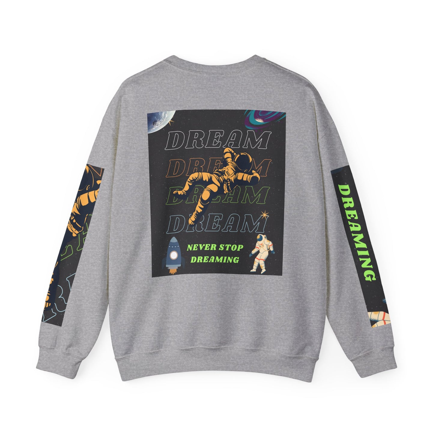 Space Crewneck Sweatshirt — “Seeking a New Planet for Life” Astronaut Graphic