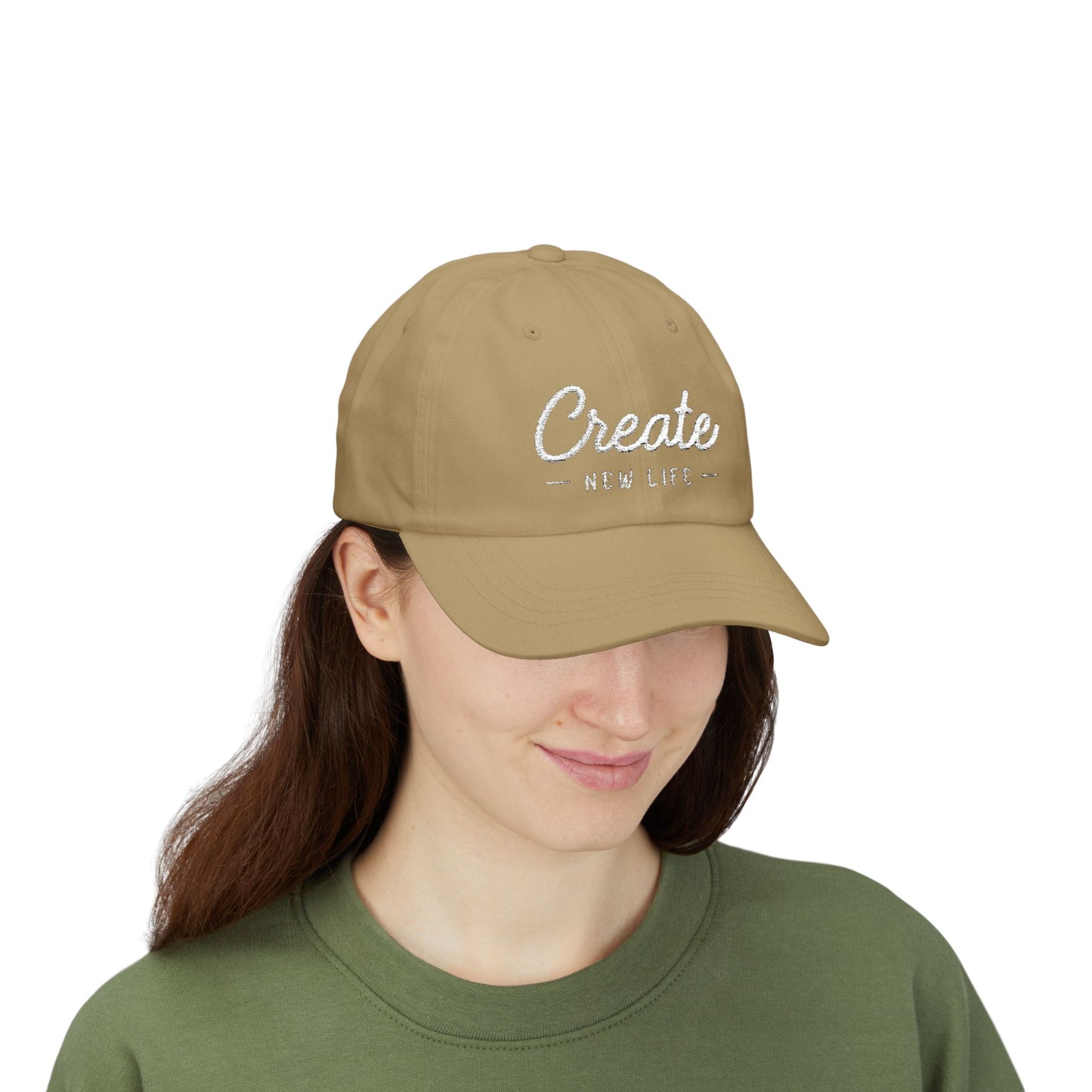 Create New Life — Embroidered White Baseball Cap for Regular Use
