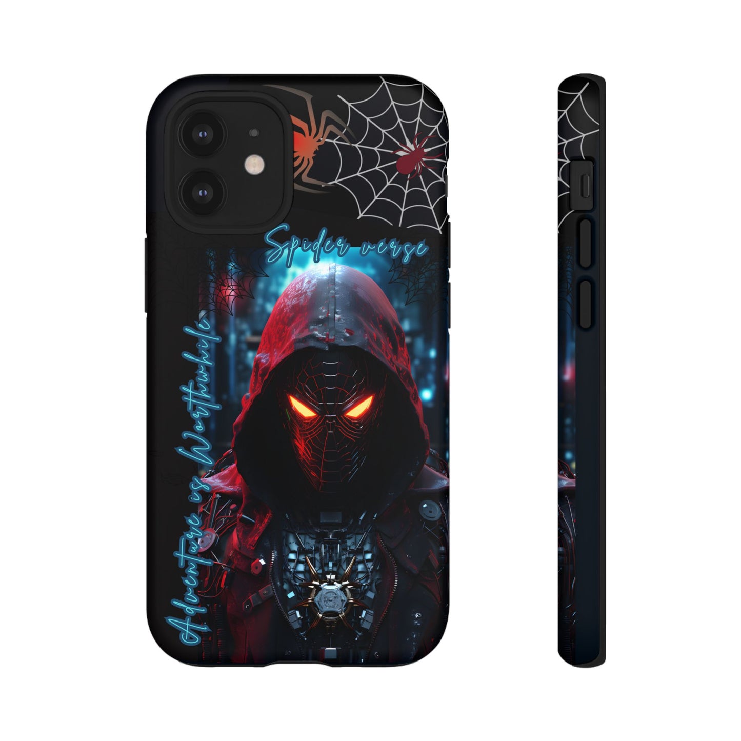 Spiderman Phone Case — Neon Hooded Skull Design "Spider verse"