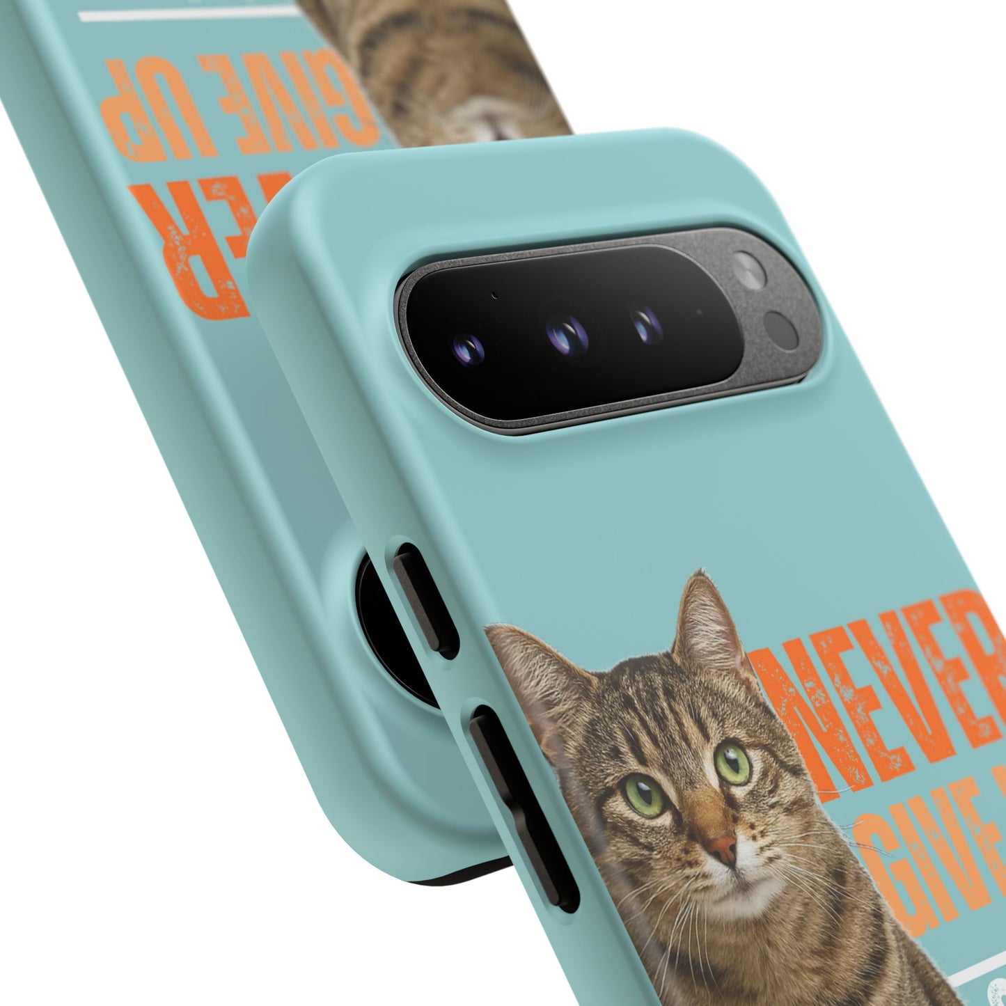 Cat Phone Case — "Never Give Up On Me" Inspirational Protective Case