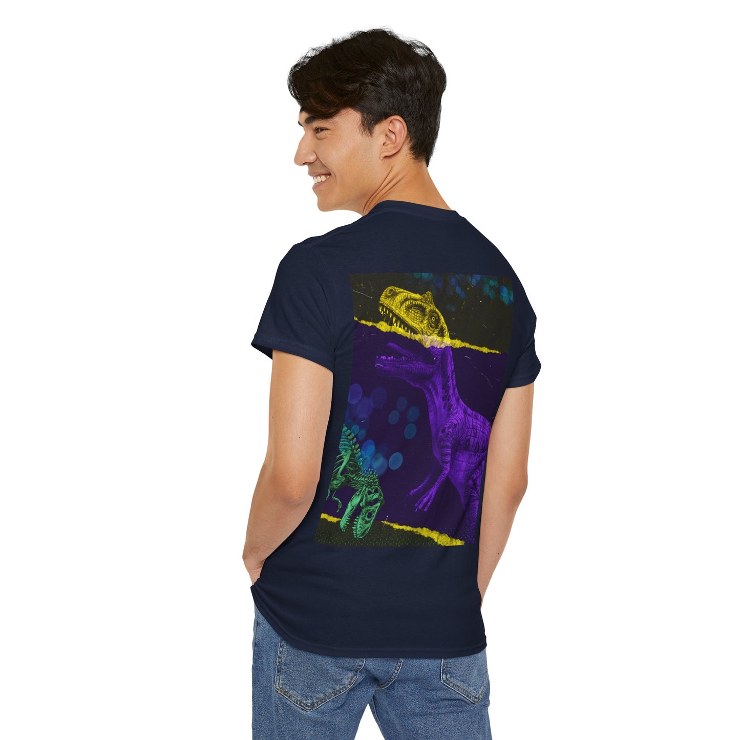 Dinosaur Graphic Tee — Retro Neon T-Rex & Skeleton Shirt