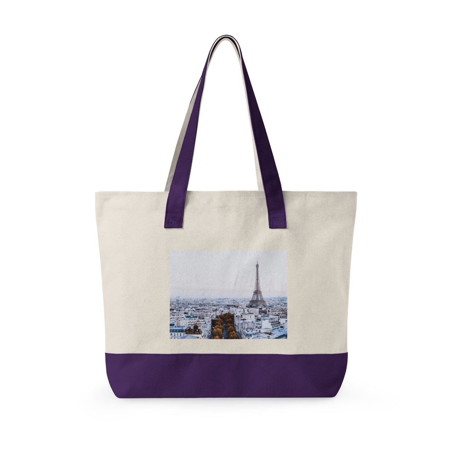 Canvas Tote Bag — Scenic Floral Meadow & River Photo Print Zippered Tote